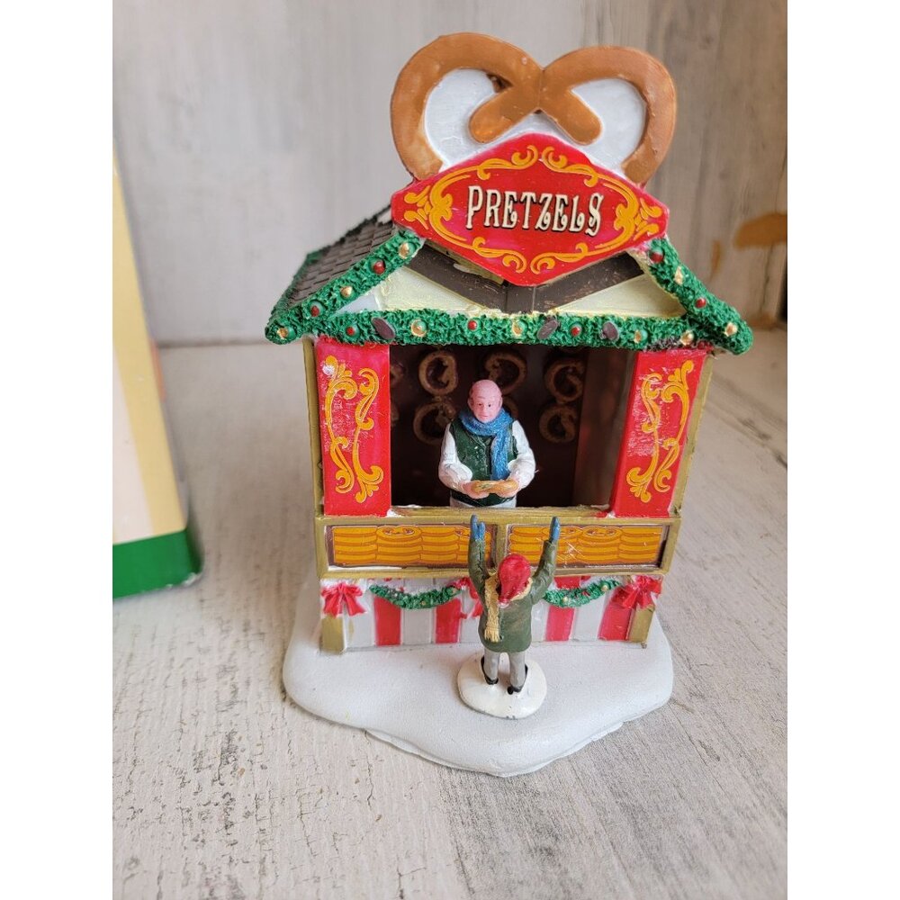 Lemax pretzel stand village RARE accessory xmas snow food stand‎ decor
